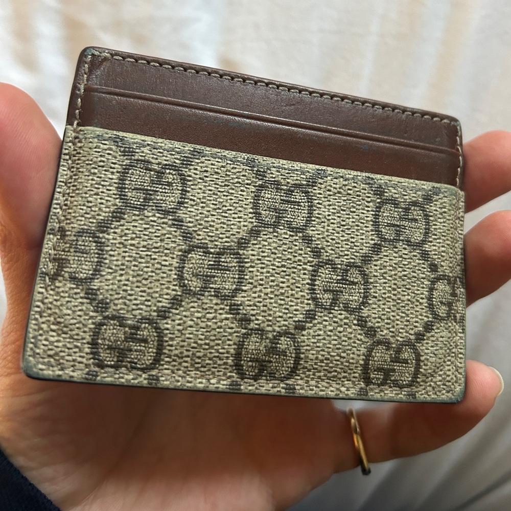 Gucci Signature logo Brown and Beige Card Holder